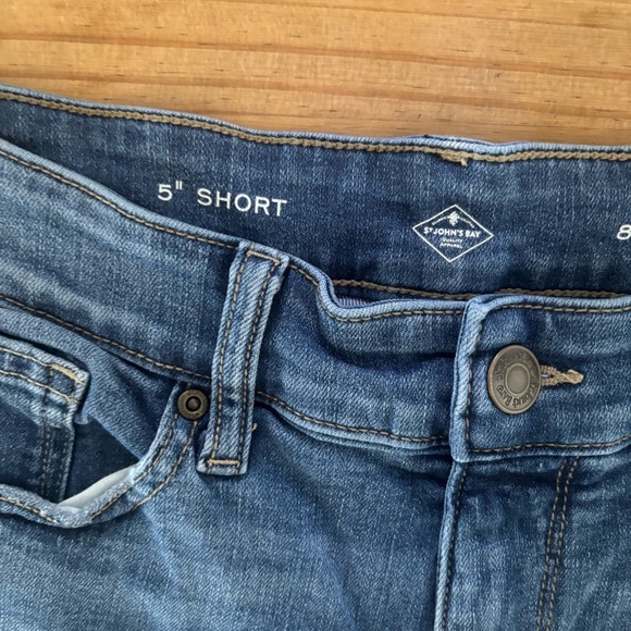 St. John's Bay Blue Jean Shorts Distressed Cut-Off Style - Picture 3 of 7